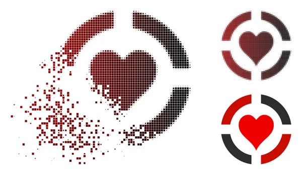 Punto descompuesto Halftone Casino Hearts Suit Icon — Vector de stock