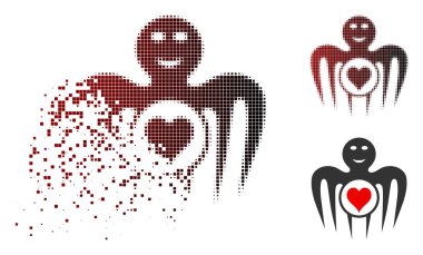 Mutlu canavar simgesi kumar noktalı yarım ton eriterek