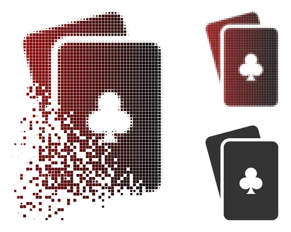 Σκόνη Pixel ράστερ κλαμπ παίζουν χαρτιά εικονίδιο — Διανυσματικό Αρχείο