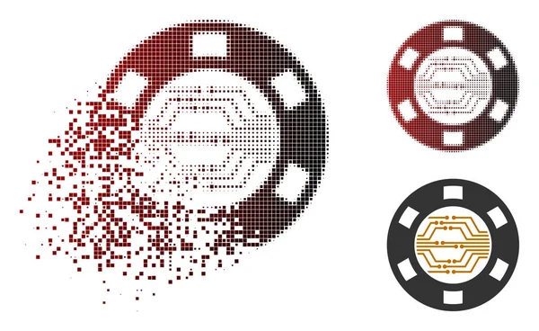 Измельченный Pixelated Halftone Digital Casino Chip Icon — стоковый вектор