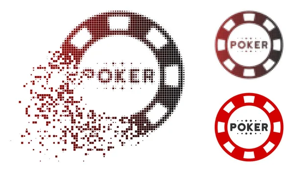 Decomposed Pixelated Halftone Poker Casino Chip Icon — Stock Vector