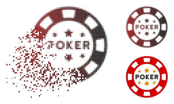 Kırık Pixelated noktalı resim Poker Casino çip simgesi — Stok Vektör