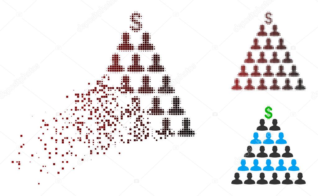 Broken Pixel Halftone Ponzi Pyramid Scheme Icon