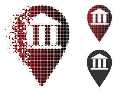 Tahribe noktalı yarım ton banka binası PIN simgesi