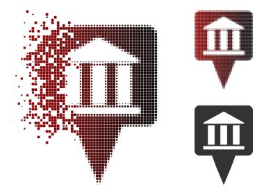 Tahribe piksel yarı ton banka binası işaretçi simgesi