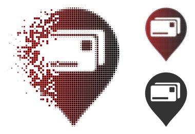 Noktalı yarım ton banka kartları işaretçi simgesi dağınık