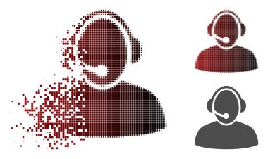 Toz piksel yarı ton çağrı merkezi simgesini