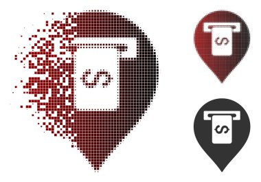 Kırık Pixelated yarı ton nakit Terminal işaretçi simgesi