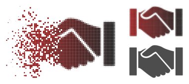 Pixelated yarı ton el sıkışma simgesi dağılmakta