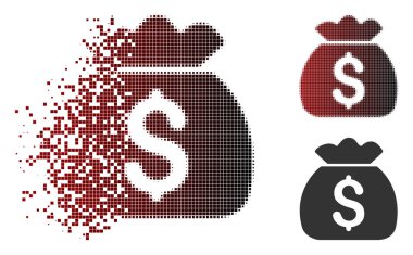 Hareketli nokta yarı ton para çantası simgesini