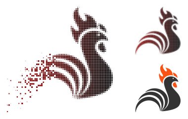 Kırık piksel yarı ton horoz simgesi