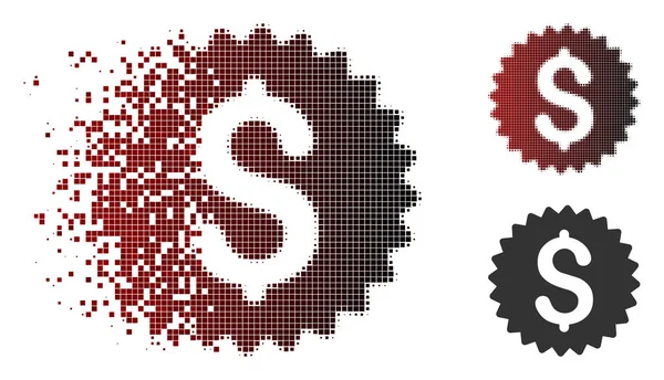 Pixel détruit Halftone Bank Seal Icône — Image vectorielle