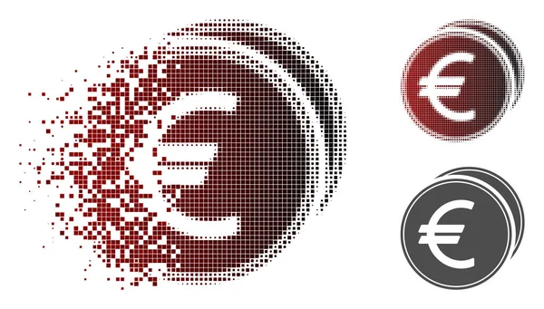 Ponto dissolvido meio tom euro moedas ícone — Vetor de Stock