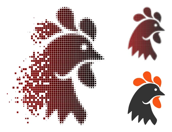 Tahribe noktalı yarım ton horoz kafa simgesi