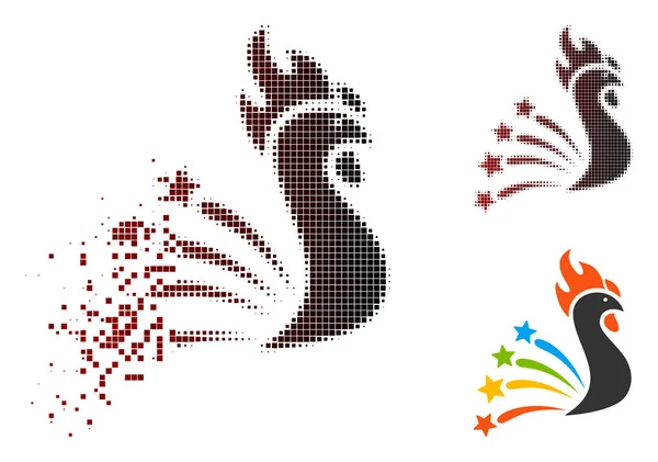 Parçalanmış piksel yarı ton selam horoz simgesi