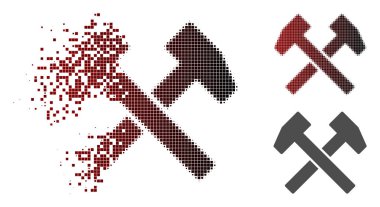Toz Pixelated noktalı resim iş çekiç simgesi
