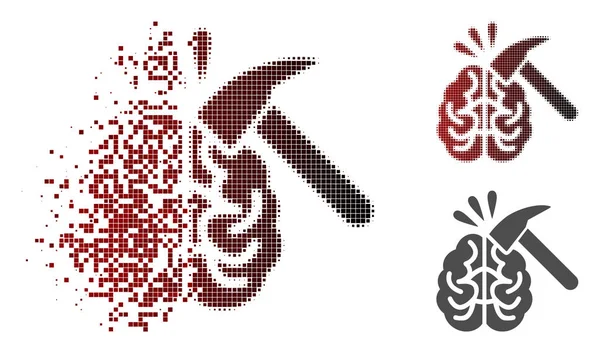 Sparkle Pixelated Halftone Cerveau Impact Icône — Image vectorielle