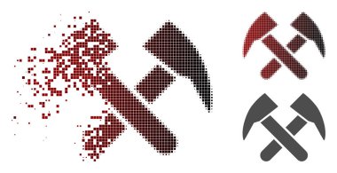 Kırık nokta noktalı resim iş simge çekiçler