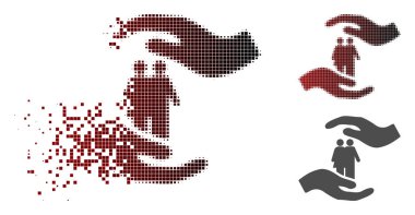 Yarı ton insanların bakım el simgesi toz noktalı