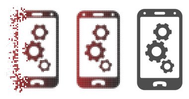 Rendelenmiş nokta noktalı resim akıllı telefon ayarları Gears simgesi
