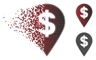 Işıltı Pixelated yarı ton doları harita işareti simgesi