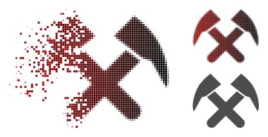 Rendelenmiş noktalı yarım ton iş simge çekiçler