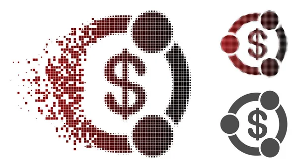 Disolver Pixel Halftone Icono de colaboración financiera — Archivo Imágenes Vectoriales