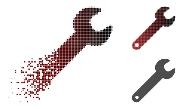 Icono de Spanner de medio tono de píxel disipado — Vector de stock