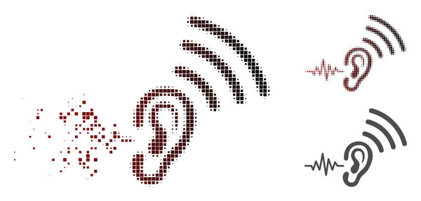 Broken Pixelated Halftone Listen and Transmit Icon
