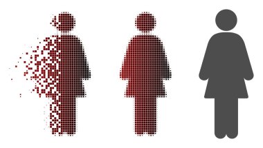 Parçalanmış noktalı yarım ton kadın simgesi