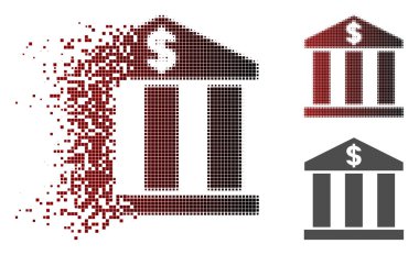Hasarlı piksel yarı ton banka binası simgesi