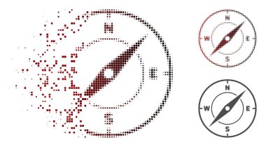 Dağınık noktalı yarım ton pusula simgesini