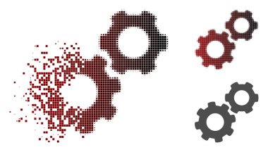 Hasarlı piksel yarı ton Gears simgesi