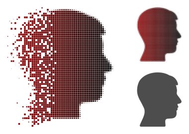 Ayrılmış nokta yarı ton adam kafa simgesi profil