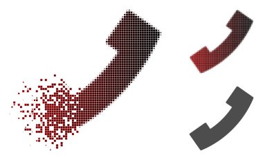 Parçalanmış Pixelated yarı ton telefon alıcı simgesi