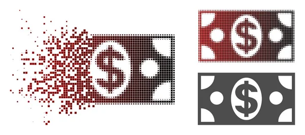 Ontbonden Dot Halftone Dollar bankbiljet pictogram — Stockvector