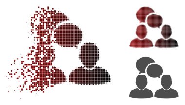 Ayrıştırılmış noktalı yarım ton insanlar simge iletişim
