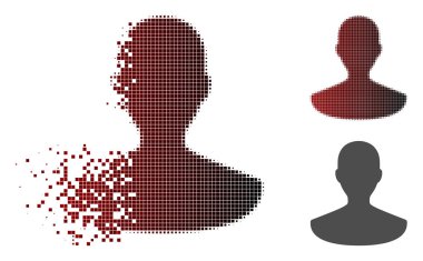 Fragmented Dotted Halftone Person Icon clipart
