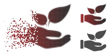 Kırık noktalı yarım ton organik ilave el simgesi