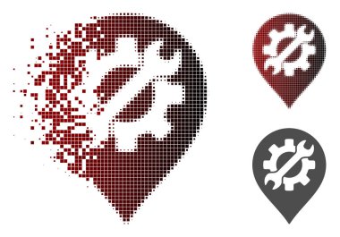 Dağılmakta noktalı yarım ton hizmet aracı işareti simgesi