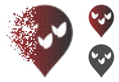 Noktalı yarım ton Flora alan işareti simgesi rendelenmiş