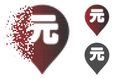 Kırık piksel yarı ton Yuan Renminbi işareti simgesi