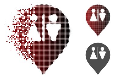 Rendelenmiş Pixelated yarı ton tuvalet harita işareti simgesi