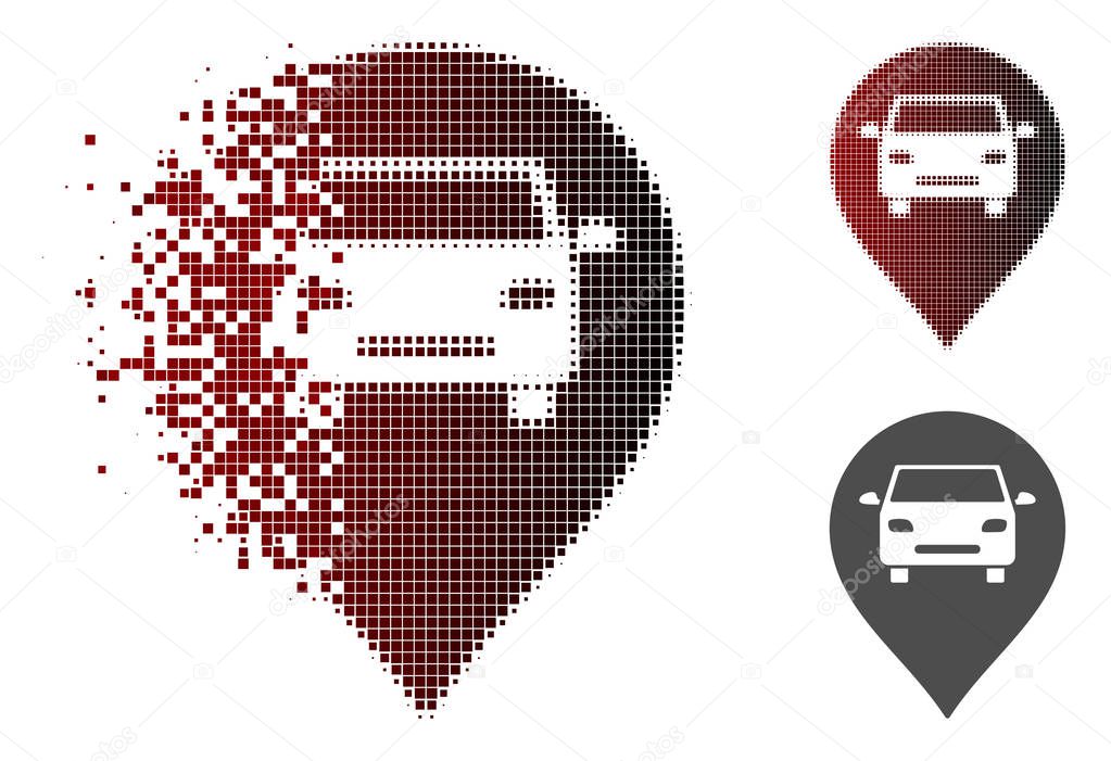 Shredded Pixel Halftone Car Map Marker Icon