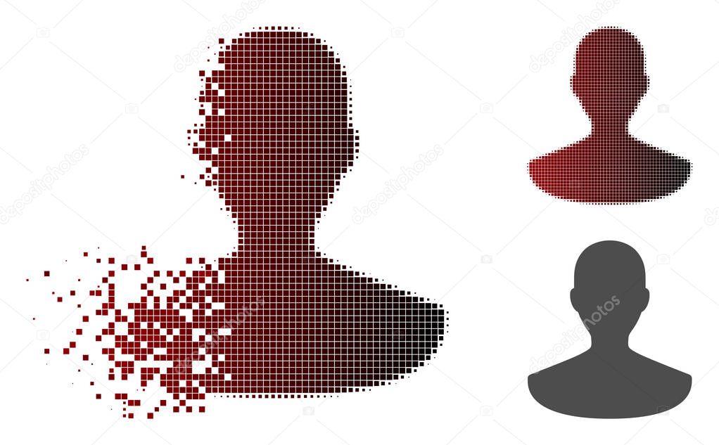 Fragmented Dotted Halftone Person Icon