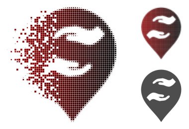 Tahribe noktalı yarım ton bakım el işareti simgesi