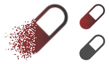 Harcanmış Pixelated yarı ton ilaç granül simgesi