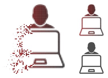 Kırık noktalı yarım ton Kullanıcı dizüstü bilgisayar simgesi