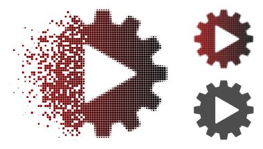 Parçalanmış nokta yarı ton Otomasyon dişli simgesini