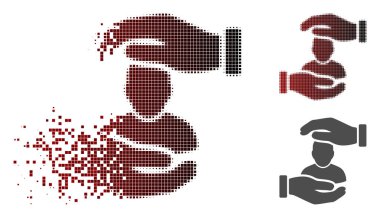 Nokta yarı ton Kullanıcı Bakım el simgesi dağılmakta